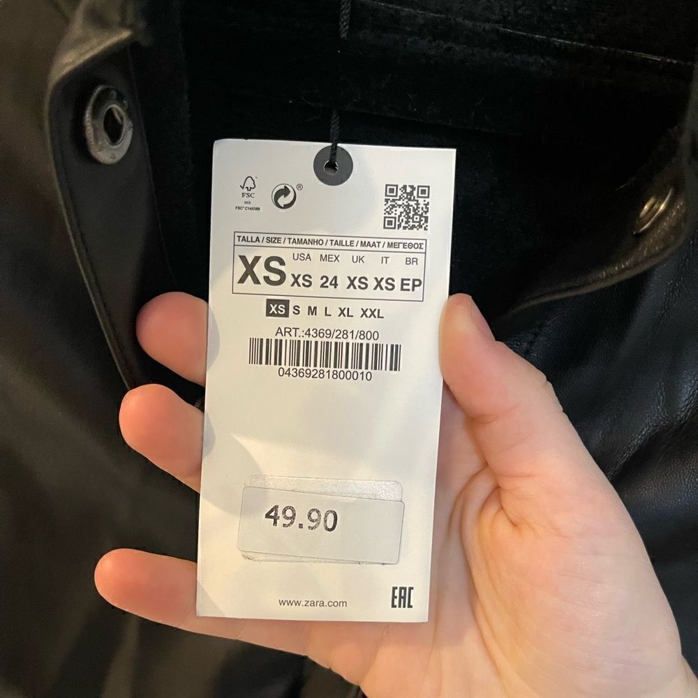 NWT Zara Faux Leather Button Down in Black Size XSmall! - Picture 4 of 4